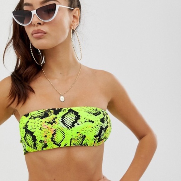ASOS Neon Snakeskin Bikini Set Sz 4 - Picture 5 of 6